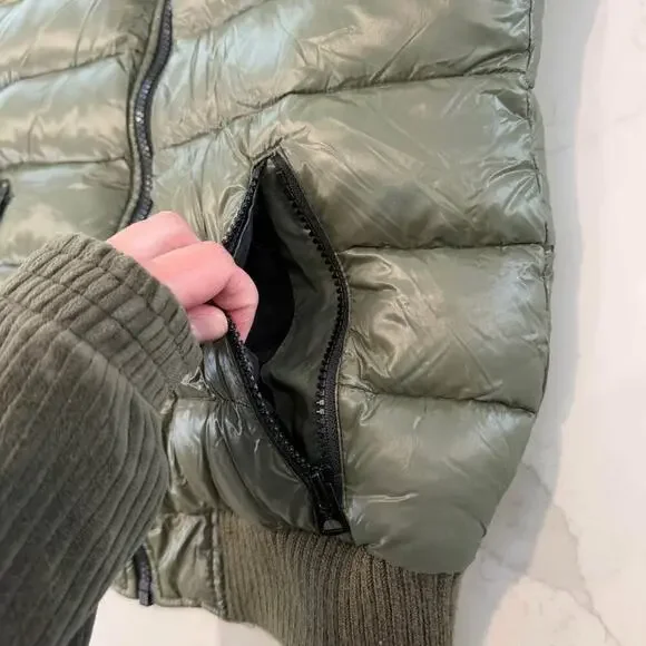 American Eagle Down Puffer Vest Faux Fur Removable Zipper Hood Women's Medium - Picture 9 of 9